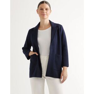 Quince 100% Organic Cotton Knit Blazer Blue S